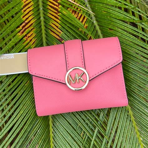 michael michael kors medium logo slim wallet|michael kors grapefruit wallet.